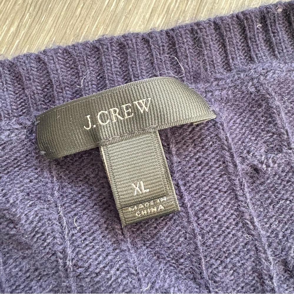 J crew wool blend navy blue cable knit sweater - Picture 2 of 3